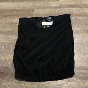 NWT Maeve by Anthropologie Black Ribbed Shoulder Padded Sleeveless Top